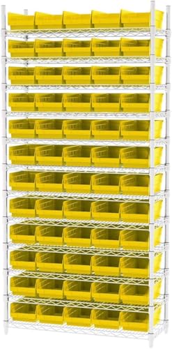 Akro-Mils 30130 Plastic Shelf Bins, Heavy Duty Storage Bins for Garage, Closet, and Drawer Organization, 12" x 6-1/2" x 4", Yellow, 12-Pack - color: Yellow
