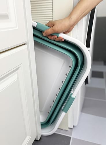 SAMMART 42L (11 gallon) Collapsible Plastic Laundry Basket - Foldable Pop Up Storage Container/Organizer - Space Saving Hamper/Basket (1, White/Celadon Green) - color: White/Celadon Green
