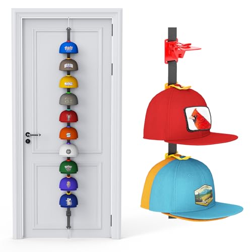 AXU Hat Rack for Door, Hat Organizer for Baseball Caps, Over the Door Hat Storage Organizer - Holds 10-20 Caps | Rainbow, 1 Straps - color: Multicolored, style: 1 Pack