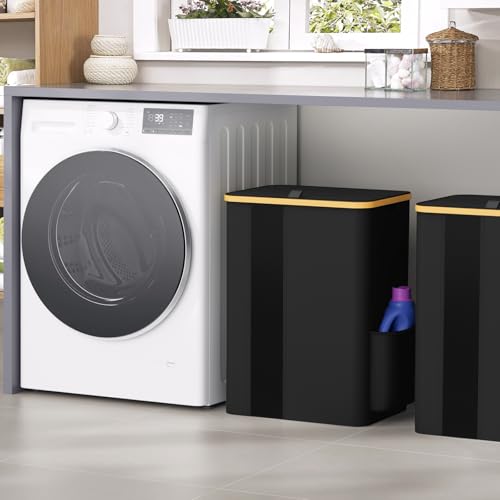 BlissTotes Laundry Basket with Lid, 80L Clothes Laundry Hamper with Handles and Removable Laundry Bag, Breathable Design Hamper with Lid for Bedroom, Bathroom, Dorm, Laundry Room - Black - color: Black, size: 80L