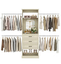 Unikito Closet System, 4FT - 9FT Closet Organizer with Mirror, Luxury Walk in Closet Insert with Drawers and 4 Hanging Rods, Sturdy Wood Wardrobe Closet Garment Rack with 25” Tower, White Oak - color: White Oak