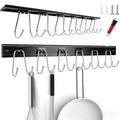Cociat 2PCS Utensil Racks with 12 Hooks 17.2 Inch Kitchen Utensil Holders Hanging Utensil Rack Multifunctional (17.2 inch Black) - color: BLACK, size: 17inch & 12 hooks