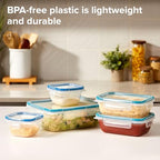Snapware Plastic Total Solution 5-Pack (Mixed Sizes) Food Storage Containers Set, Leakproof & Airtight Plastic Locking Lids Rectangular Tupperware, BPA-Free Lids, Microwave Dishwasher Freezer Safe - size: 5 Pack, style: Mixed Sizes