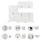 Bush Business Furniture Universal 5 Piece Modular Closet Storage Set with Floor and Wall Cabinets, White, (CLS003WH) - color: White