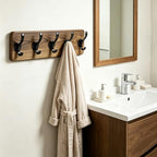 17" Coat Rack Wall Mount, Rustic Wall Mounted Coat Rack, Pine Solid Wood Coat Hook Hanger with 5 Metal Hooks- Wall Coat for Hanging Clothes Key Robes Towels Coats - color: Brown, size: 17 inch
