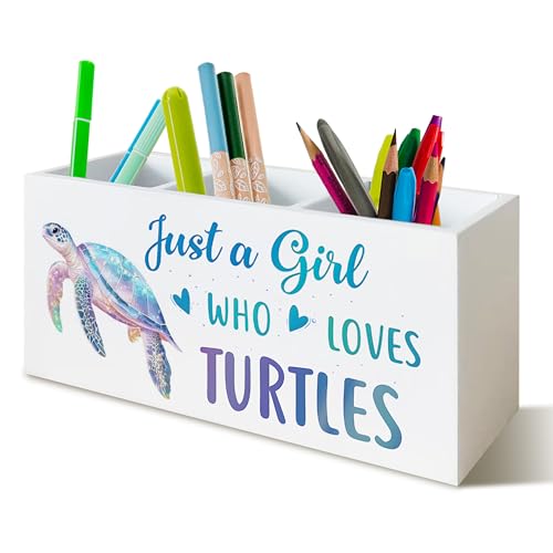 Sea Turtle Coastal Pen Holder for Home Office Desk, Sea Turtles Gifts for Women, Beach Office Decor, Beach Turtle Makeup Brush Toothbrush Holder Organizer for Bathroom Desk Accessories - color: Turtle