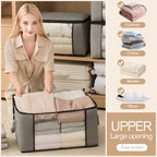 Large Storage Bags,Clothes Storage Bins Foldable Closet Organizers Storage Containers with Durable Handles Thick Fabric for Blanket Comforter Clothing Bedding grey, 90L(4Pick) - size: 90L(4Pick)