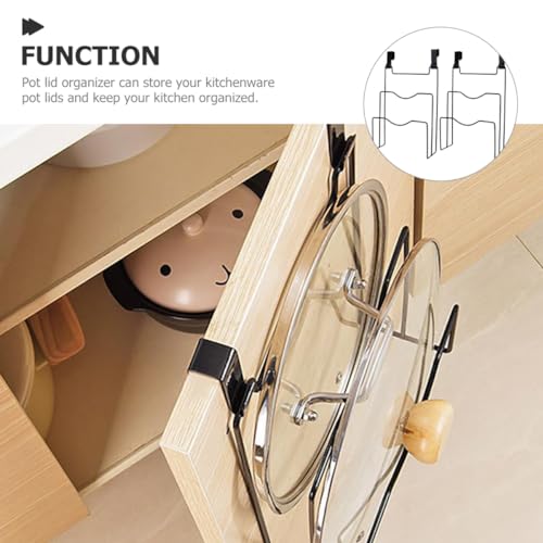 Ciieeo Kitchen Cabinet Door Hanging Pot Lid Organizer 3-Tier Iron Storage Rack 12.12X8.07X3.22 Inch Hanging Lid Holder for Pots and Cutting Boards Easy Kitchen Organization