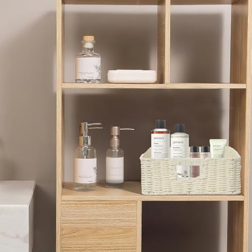 Drawer basket Handwoven Paper Rope Rectangular Shallow Basket Storage-15.35X12.01X4.72 Inches (Off-white) - color: Off-white