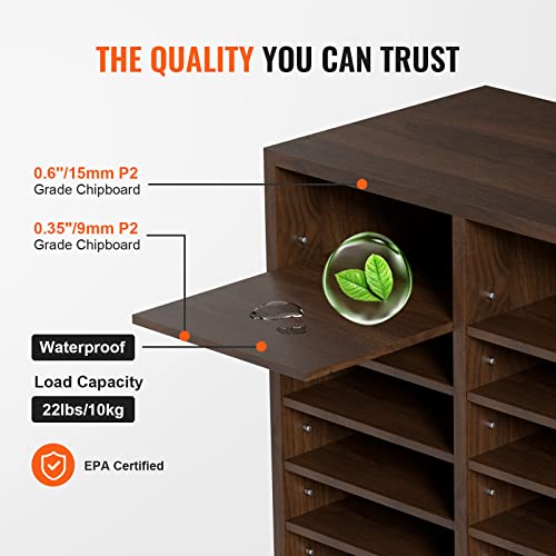 VEVOR Literature Organizers, 36 Compartments Office Mailbox with Adjustable Shelves, Wood Literature Sorter 39.3x12x26.8 inches for Office, Home, Classroom, Mailrooms Organization, EPA Certified Brown - color: Brown, size: 36 Compartments
