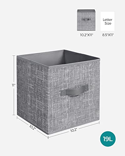 SONGMICS Storage Cubes, 11-Inch Non-Woven Fabric Bins with Double Handles, Set of 6, Closet Organizers for Shelves, Foldable, for Clothes, Cattail Gray UROB26LG - color: Cattail Gray, size: 10.2''L x 10.2''W x 11''H