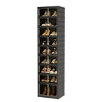 Foldable Shoe Organizer Storage Box, Portable Extra Large Folding Shoe Rack for Closet, Shoe Storage Box with Magnetic Transparent Door and Wheels, 9 Layers 18 Grids with 2 Big Grids - size: Black 9 Layers-B