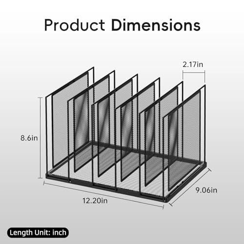 File Organizer for Desk, 5-Section Vertical File Sorter, Paper Holder Organizer Standing Metal File Folder for Office Home Classroom, Black - color: Black, size: 1 Pack 5-Section