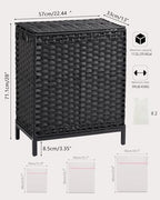 SETVSON Laundry Hamper with Lid, 112 L Handwoven Rattan Wicker Laundry Basket, 2 Removable Liner Bags Metal Heightened Feet, 6 Mesh Bags, 2 Section Large Clothes Hamper for Bathroom Bedroom, Black - color: Black, size: 112 L - 29.6 gal