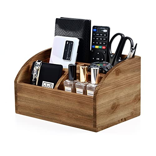 OKSQW Wooden Desk Organizer, Solid Wood Pen Holder for Desktop Organizer, No Need Assembly, Home Office Supplies Workspace Organizers Mail Holder Remote Control Countertop Storage Box - color: Light Brown-M