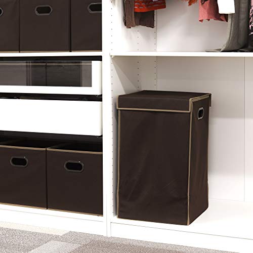 Simple Houseware Foldable Laundry Hamper Basket with Lid, Brown - color: Bronze