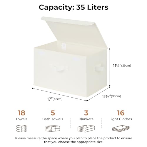 GRANNY SAYS Storage Bins with Lids, Fabric Storage Boxes, Closet Organizers and Storage, Storage Baskets for Shelves, Toy Box, Ivory White, 2-Pack - color: Ivory White, size: Large-2 Pack