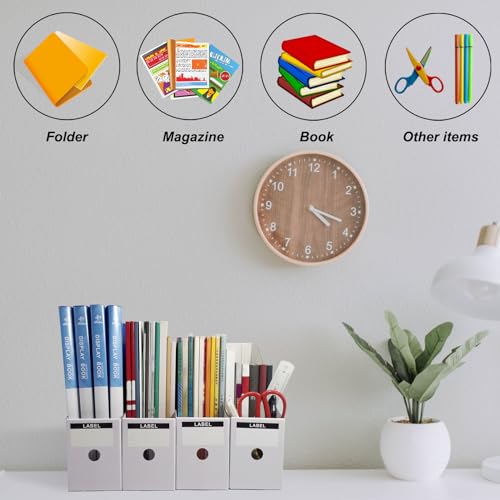 Limitliho 24 Pack White Cardboard Magazine File Holder for Desk, Shelves, Office or Home, Vertical Book Bins for Classroom and Library Use, 10.6'' H×10.2'' L ×3.5''W Folder Organizer Box - color: White