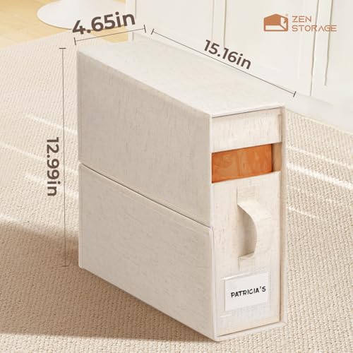 8Pack Linen Sheet Organizers for Linen Closet - King/Queen Size Bedding Storage Boxes with Clear Window | Foldable, Dustproof Sheet Storage Organizer for Blankets & Sheet Sets,Off-white - color: Off-White, size: 8 Pack