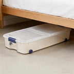 66 Quart Wheeled Latch Box, Clear Underbed Storage Bin with Lid, Blue