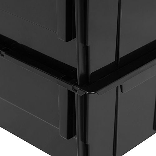 IRIS USA Stackable Storage Bins Open Front, 6 Pack, Plastic Hanging Organizer Caddy Basket for Hardware Crafts, Small Parts, Nuts and Bolts, Garage Tool Storage, Jumbo, Black - size: Jumbo - 6 Pack