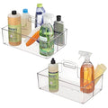 mDesign Large Plastic Divided Portable Storage Organizer Caddy Tote Basket Bin with Handle for Kitchen, Pantry, Countertop, Cabinet, Cupboard - Ligne Collection - 2 Pack - Clear - size: Pack of 2