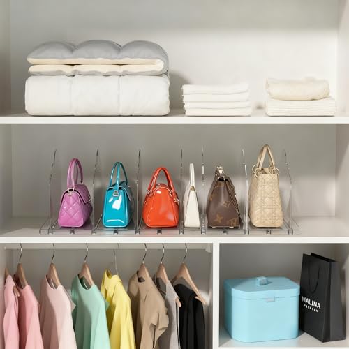 ANTOWIN 2 Pack Purse Organizers for Closet, Clear Adjustable Shelf Divider, Handbag Separators Storage Organizer, Shelf Divider in Bedroom, Office, Easy to Install and Clean - size: Cloud-shaped