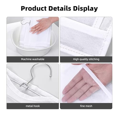 Space Saving Hanging Purse Organizer 6 Pockets Closet Wardrobe Handbag Pocketbook Storage - color: White, size: 2-Pack