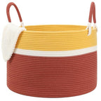 Large Blanket Basket (20"x13"), Woven Rope Storage Basket for Blankets, Clothes & Laundry - Living Room, Nursery, Bedroom (Yellow/Brown) - color: Yellow Brown