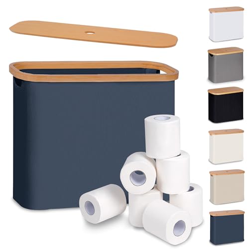 efluky Toilet Paper Basket with Lid, Toilet Paper Organizer for Bathroom, Free Standing Toilet Paper Holder with Storage, Blue - color: Blue