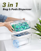 iCASA Trash Bag Dispenser Dishwasher Pod Organizer, 3 in 1 Grocery Garbage Bags Holder Storage Box Clear Laundry Room Pods Dishwasher Tab Cleaner Tablets Container Pantry Kitchen Under Sink Organizers - size: 3in1-Dispenser