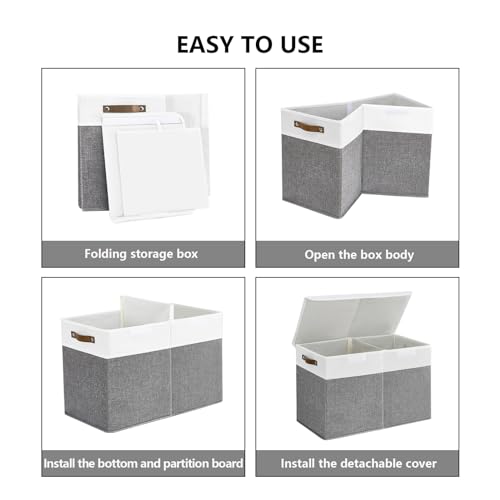 Bagnizer Large Toy Storage Box with Lids, Collapsible Sturdy Baby Storage Organizer Chest Bin Basket for Kids, Boys, Girls, Playroom, Nursery, Bedroom, Closet 25"x13"x16" (Gray and White) - color: Gray and White