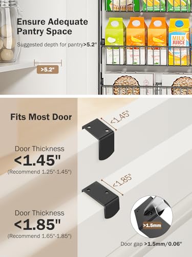 Delamu Over The Door Pantry Organizer, 9-Tier Pantry Door Organizers and Storage with Adjustable Basket, Metal Hanging Spice Rack, Seasoning Organizer, Door Organizer for Home Kitchen Bathroom, Black - color: Black, size: 9 Tier