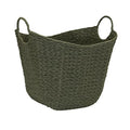 Household Essentials Natural Woven Wicker Storage Basket with Handles - color: Green Paper Rope
