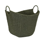 Household Essentials Natural Woven Wicker Storage Basket with Handles - color: Green Paper Rope