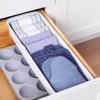 YouCopia DrawerFit® Sliding Drawer Bin, Expandable and Adjustable Kitchen Storage Organizer, Speckled White - style: Bin