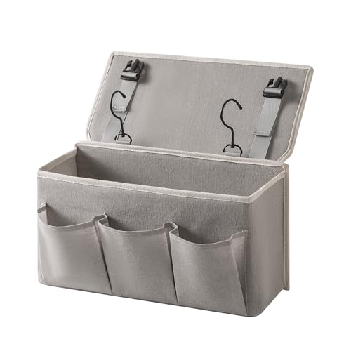 Bedside Caddy/Bedside Storage Organizer Hanging Bag with Three Options,Suitable for home beds, sofas, and dormitory beds—can hold magazines, books, phones, iPads, remote controls. (Gray) - color: Gray
