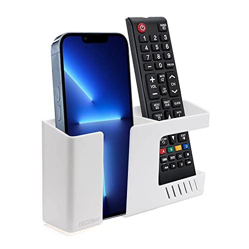 Strong Adhesive Wall Mount Phone Holder D3 Punch-Free Bedside Phone Shelf with Charging Port, Sticky Remote Control Storage Box, Bathroom & Kitchen Wall Organizer (White) - color: White