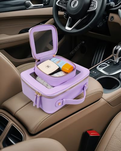 LETGO Clear Makeup Bags Set - TSA Approved Toiletry Bag with Handle Large Opening, Clear Toiletry Bags Case Pouch for Travel Essentials Car Accessories for Women Men (0-2Pack-Purple) - color: 0-Large+Mini-Purple