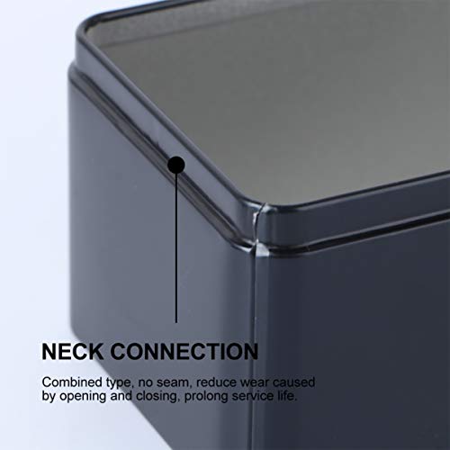 DOITOOL Metal Container Rectangular Tin Box Metal Tin Box with Lids, Empty Box Containers Portable Tea Storage for Tea Candy Candle Jewelry, Black (13x8x6cm) Small