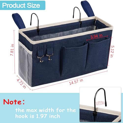 Loghot Bedside Caddy/Bedside Storage Bag Hanging Organizer for Bunk and Hospital Beds,Dorm Rooms Bed Rails,Can be Placed Glasses,Books,Mobile Phones,Keys (Navy Blue) - color: 1pc Navy Blue