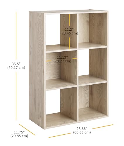 Whitmor 6 Cube Bookcase Storage Organizer, 3 Tier Stackable MDF Bookshelf, Open Storage Display Shelf, Storage Cabinet for Living Room, Bedroom, Home, Office, 23.9" L x 11.7" W x 35.5" H, Sonoma Oak - color: Sonoma Oak, size: 6 Cube, 24"L x 11.6"W x 35"H