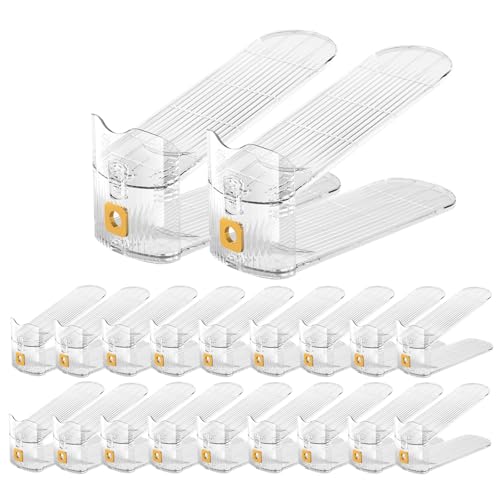 CiBiZi Clear Shoe Slots Organizers 20Pack Shoe Stacker Organizer for Closet Shoe Stackers for a Pair of Shoes Shoe Display Shelf Shoe Rack Holders Space Saver Organizador de Zapatos (Clear) - color: Clear, size: 20 Pack