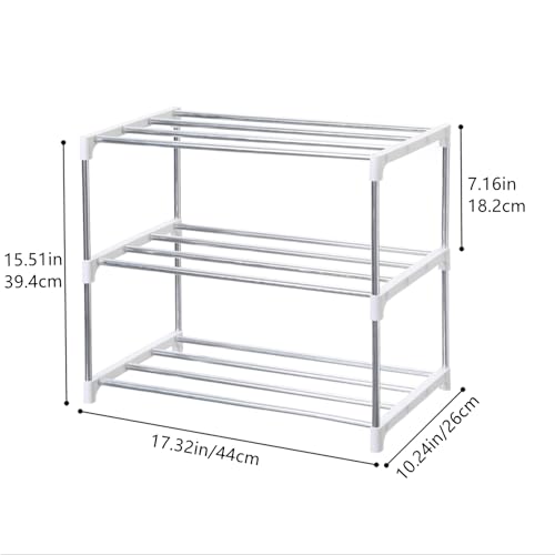 Jucaifu Stackable Small Shoe Rack, Entryway, Hallway and Closet Space Saving Storage and Organization (3-Tier, White) - color: White, size: 3-Tier