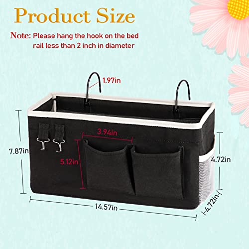 Bedside Storage Caddy/Bedside Hanging Storage Bag for Headboards Bunk Beds Dorm Rooms Book Phone Magazine Holder (2PC Black) - color: 2PC Black