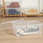 novelinks 12 Pack 6QT Plastic Storage Bins with Lids, Stackable Clear Containers with Latches, Durable Nestable Boxes for Office, Home, Garage, Shoes Organization - size: 6 Qt - 12 Pack