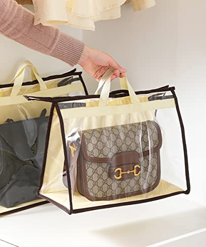 CINPIUK Clear Handbag Storage Bags Purse Organizer for Closet, Zipper Hanging Storage Bag for Handbags, XL, 4PCS - color: Beige, size: XL-4PCS