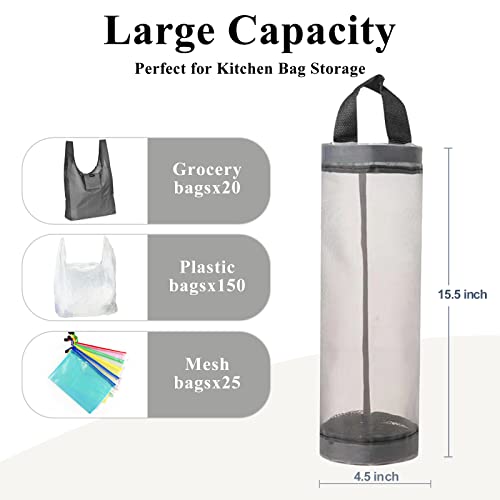 TOGETRUE Plastic Bag Holder, Mesh Grocery Bag Holder Hanging Storage Bag Dispenser (Grey 2 Packs) - color: Grey 2 Packs