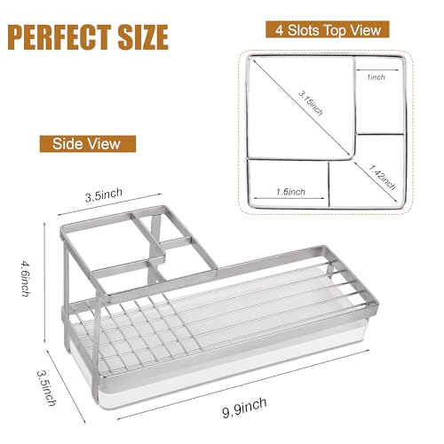 Toothbrush Holders for Bathrooms, Stainless Steel Tooth Brushing Holder Electric Toothbrush and Toothpaste Organizer Bathroom Accessories for Countertop, Shower, Sink - Silver - color: Silver, size: Small