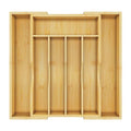 Bamboo Utensil Organizer for Kitchen Drawers, Utensil Tray and Cutlery Silverware Holder,Wood Drawer Dividers with 7 Slots（Natural） - size: 7 Slot-Expandable